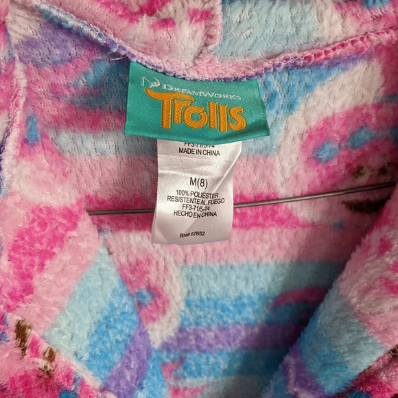 Trolls fleece bathrobe and TWO pajamas size 8/10 - Picture 5 of 6